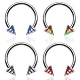 316L Surgical Steel Horseshoe with Striped Spiked Ends